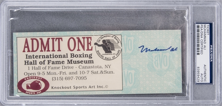 Muhammad Ali Autographed International Boxing Hall of Fame Museum Ticket (PSA/DNA)